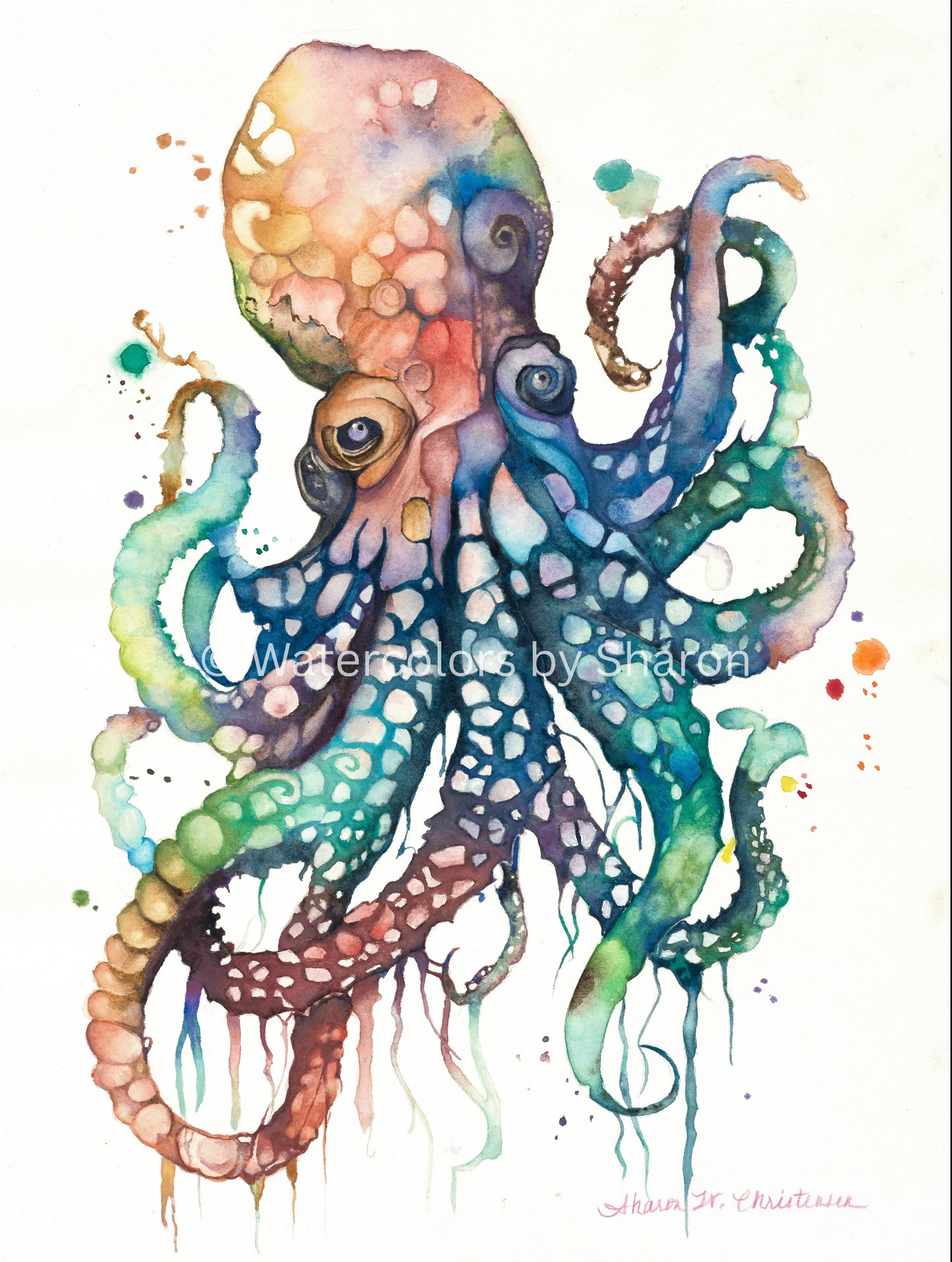 Octopus Watercolor Art Print