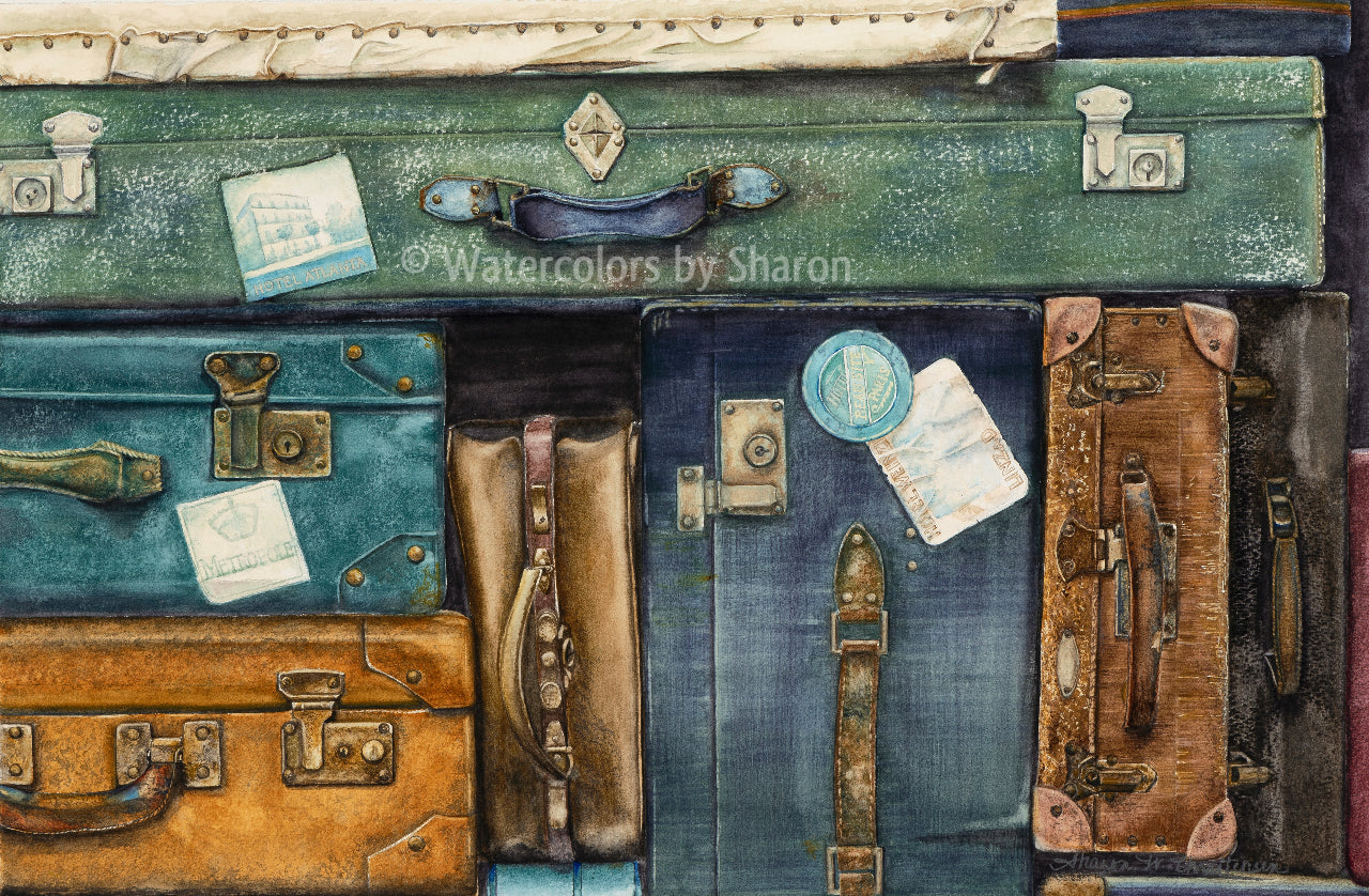 Vintage Luggage Watercolor Art Print