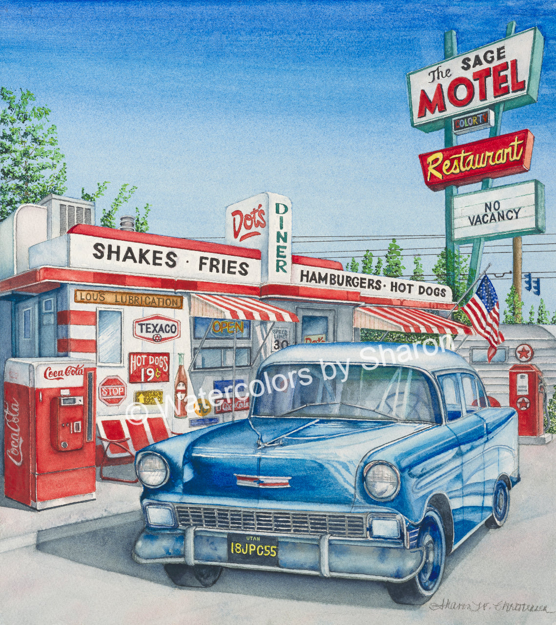 Dot's Diner Watercolor Art Print