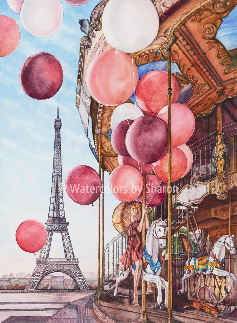 Paris in Spring Watercolor Art Print