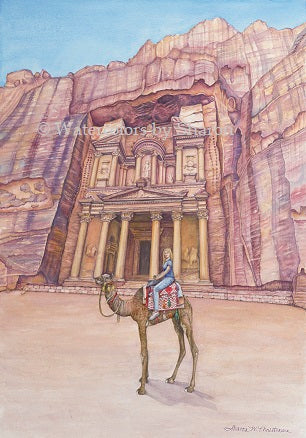 Day in Petra Watercolor Art Print