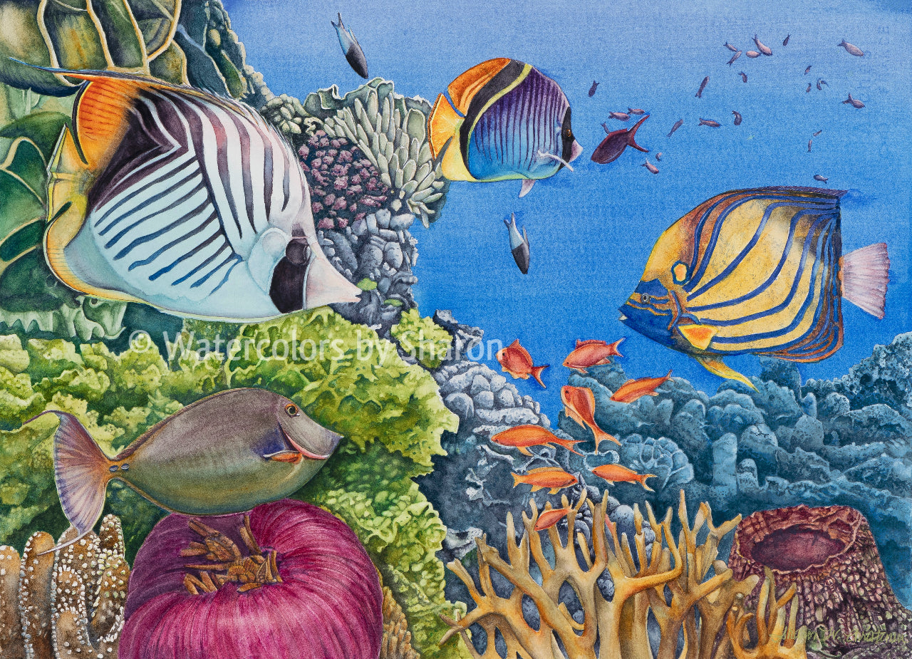 Snorkeling in Tahiti Watercolor Art Print