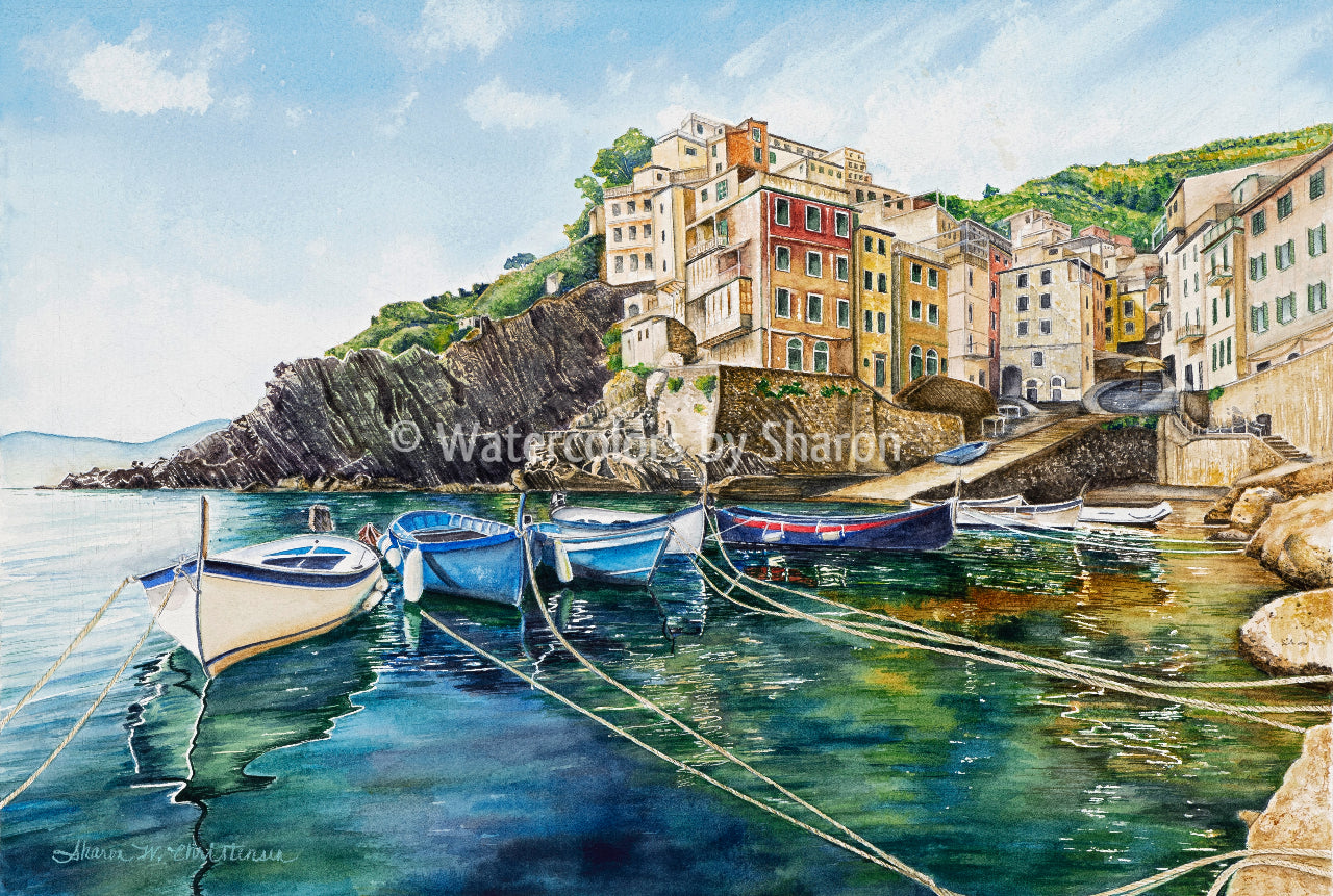 Vernazza, Italy Watercolor Art Print