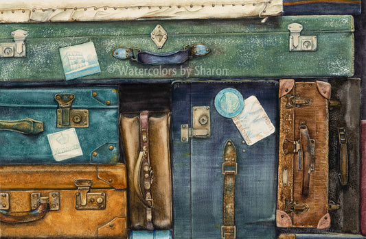 Vintage Luggage Watercolor Art Print